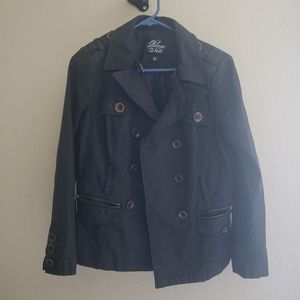 Black Noir denim pea coat